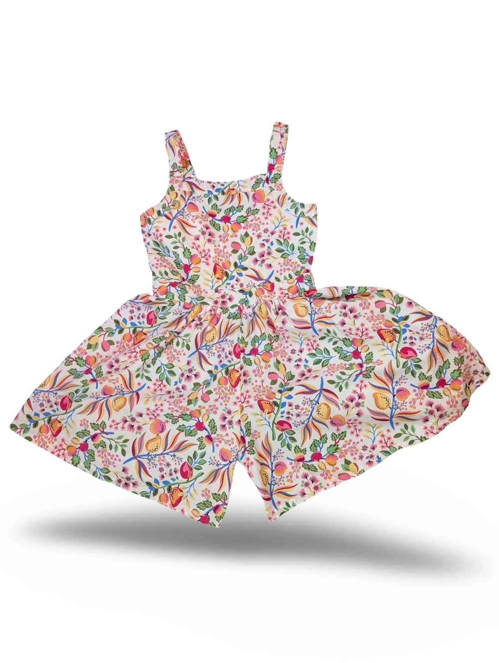 Tahari Girl Dress With Skort Floral Colorful Cotton Jumpsuit Size 10 - Picture 2 of 10